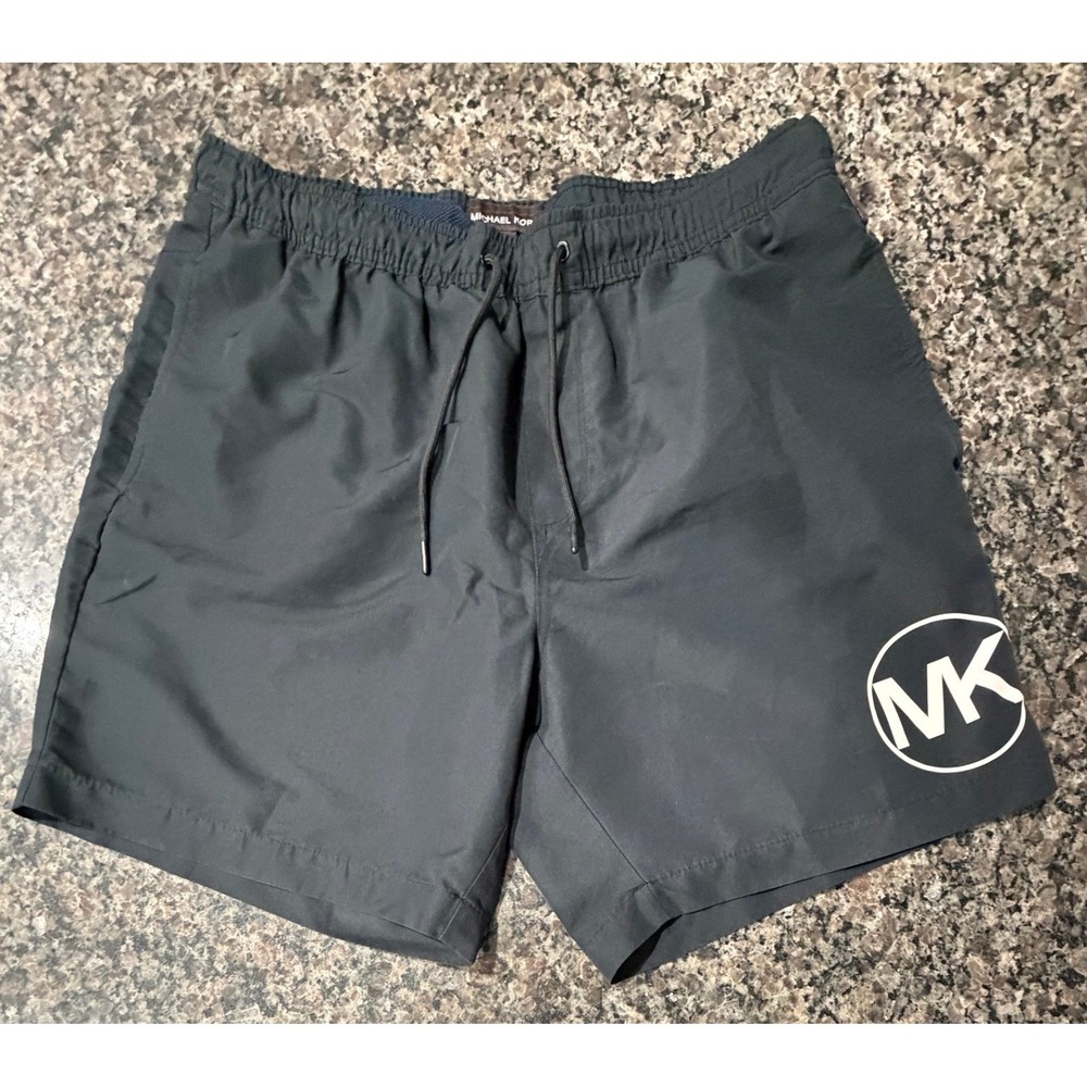 Michael Kors Mens Swim Trunks Black MK Circle Logo Board Shorts XL